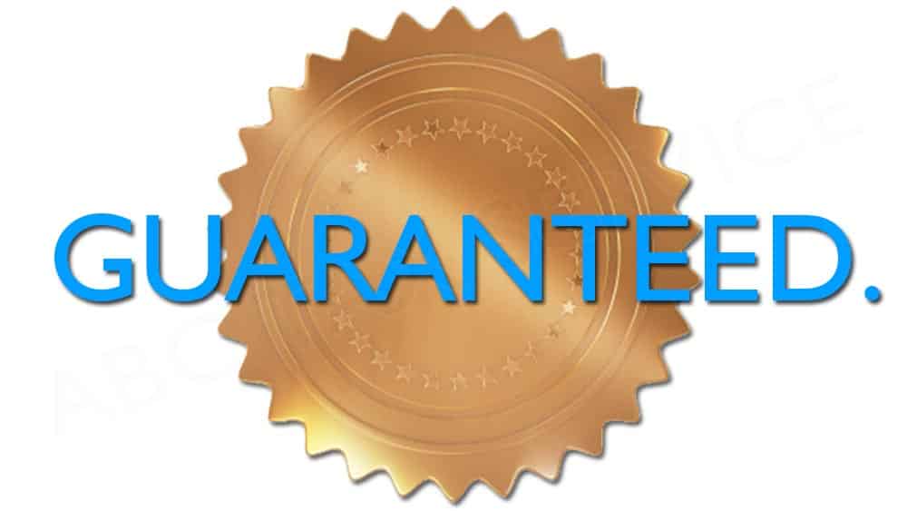 A gold seal with text overlay reading GUARANTEED