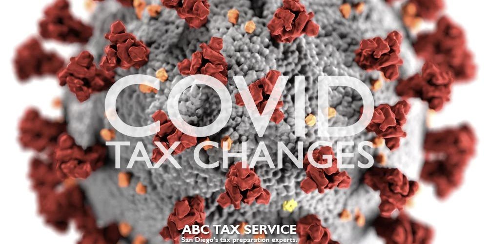 3D model of the Coronavirus. Text reads: COVID Tax Changes